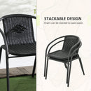 Outsunny 3 Pieces Garden Furniture Set with 2 Stackable Chairs, Black
