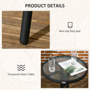 Outsunny 3 Pieces Garden Furniture Set with 2 Stackable Chairs, Black