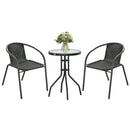 Outsunny 3 Pieces Garden Furniture Set with 2 Stackable Chairs, Black
