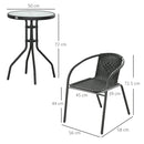 Outsunny 3 Pieces Garden Furniture Set with 2 Stackable Chairs, Black