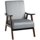 HOMCOM Velvet Armchair With Solid Wood Frame And Thick Padded