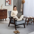 HOMCOM Velvet Armchair With Solid Wood Frame And Thick Padded