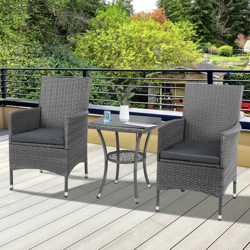 Outsunny  Rattan Bistro set 3pc - Grey