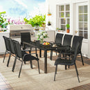 Outsunny 9 Pieces Patio Dining Set With Stackable Chairs, Black