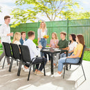 Outsunny 9 Pieces Patio Dining Set With Stackable Chairs, Black