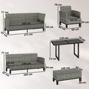 Outsunny Rattan Garden Furniture Sofa Set, Outdoor Dining Set for 9, Grey
