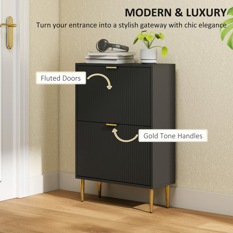 HOMCOM Slim Shoe Storage Cabinet with 2 Flip Drawers for Hallway
