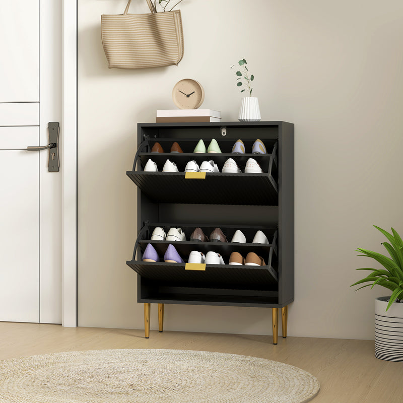 HOMCOM Slim Shoe Storage Cabinet with 2 Flip Drawers for Hallway