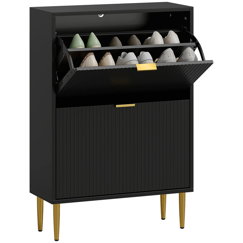 HOMCOM Slim Shoe Storage Cabinet with 2 Flip Drawers for Hallway
