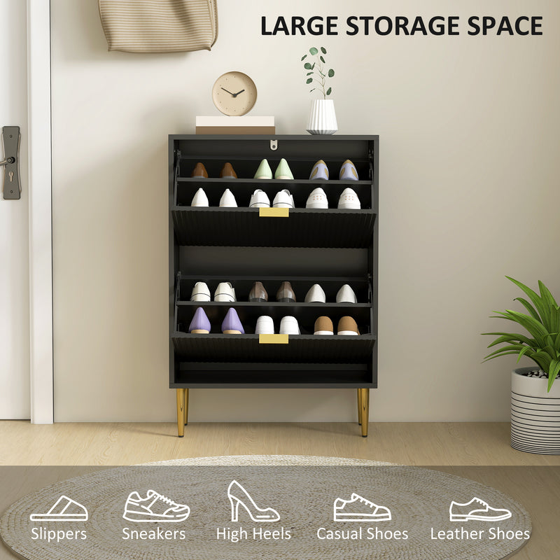 HOMCOM Slim Shoe Storage Cabinet with 2 Flip Drawers for Hallway