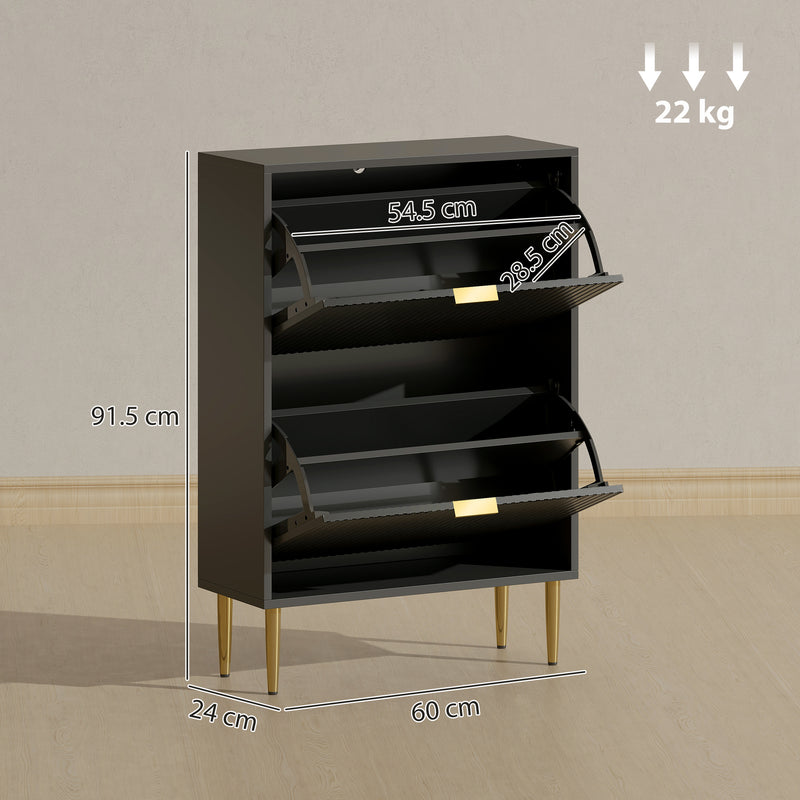 HOMCOM Slim Shoe Storage Cabinet with 2 Flip Drawers for Hallway