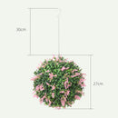 HOMCOM Set Of 2 Artificial Plant Topiary Balls, Faux Plants, Pink