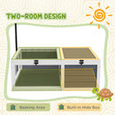 PawHut Tortoise House, Wooden Tortoise Table w/ Adjustable Lamp Holder - Grey