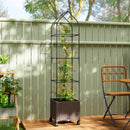 Outsunny Raised Garden Bed Tomato Cage with Trellis, Drainage Holes, Brown