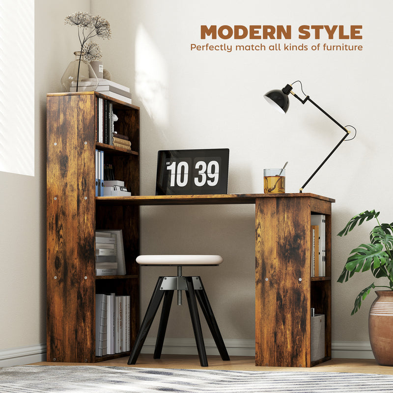 HOMCOM 120cm Computer Desk Bookshelf Writing Table Workstation 6 Shelves