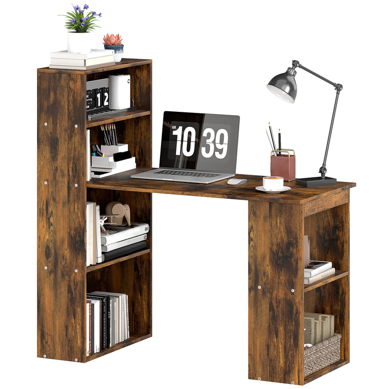 HOMCOM 120cm Computer Desk Bookshelf Writing Table Workstation 6 Shelves