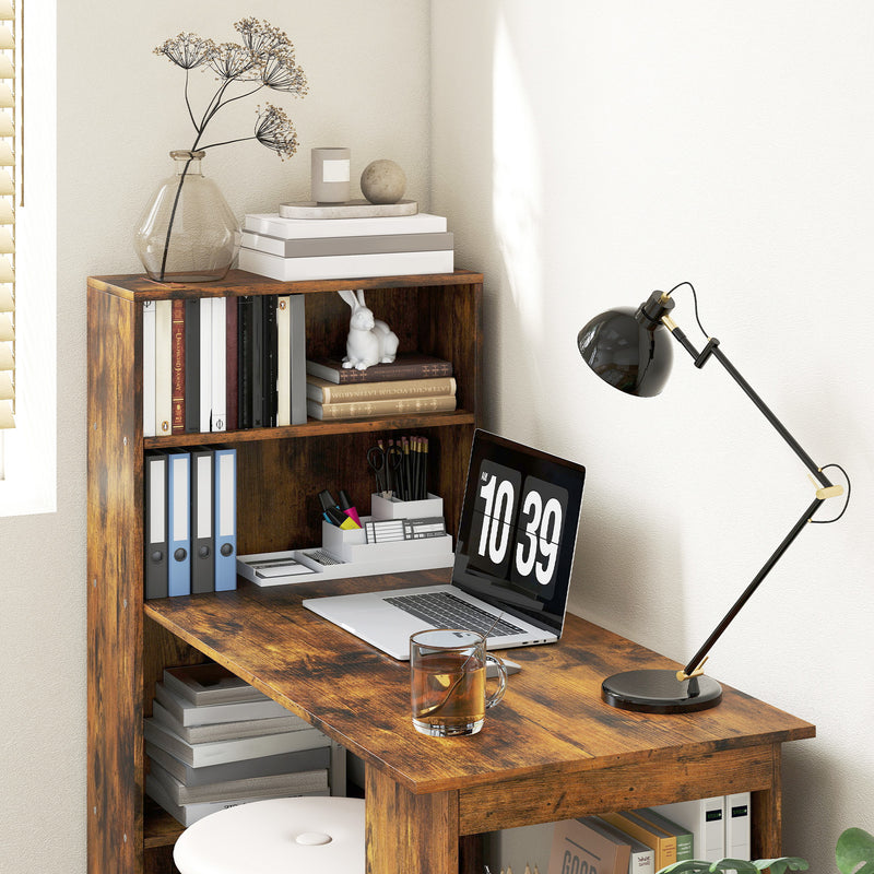 HOMCOM 120cm Computer Desk Bookshelf Writing Table Workstation 6 Shelves