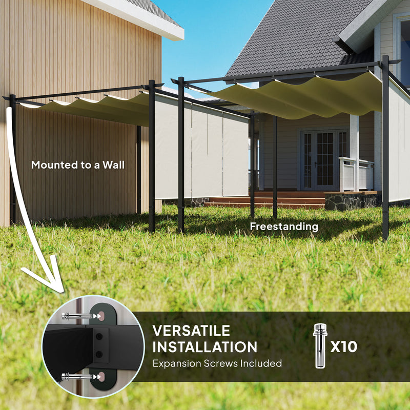 Outsunny 3 X 4m Metal Pergola With Retractable Roof And Roller Shade