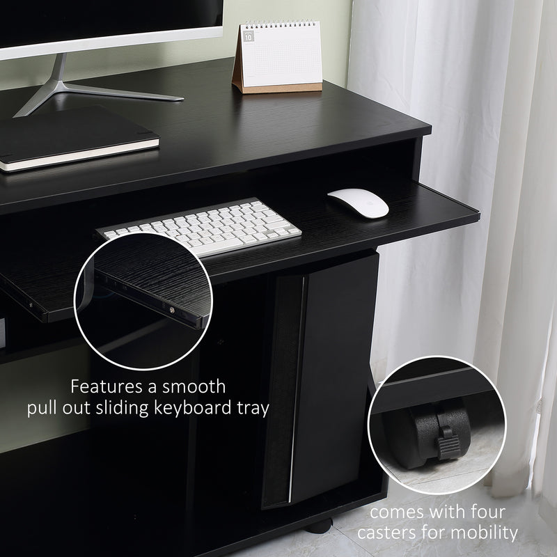 HOMCOM Computer Table Study Desk with Sliding Keyboard Tray, Black