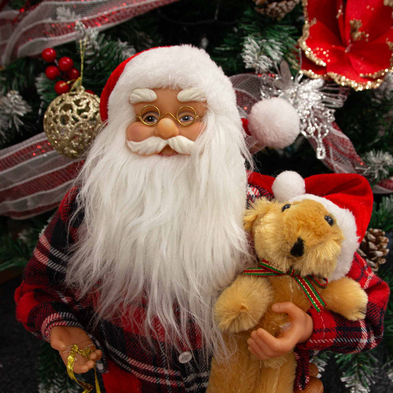 Christmas Sparkle Santa in PJs Standing 45cm - Red