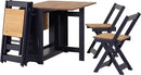 SANTOS BUTTERFLY DINING SET (X4 CHAIRS) - NAVY BLUE/DISTRESSED WAXED PINE