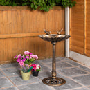 81cm Bronze Effect Garden Patio Bird Bath with Bird Sculptures