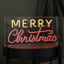 43cm Light up Merry Christmas Neon Flex Sign in Warm White and Red