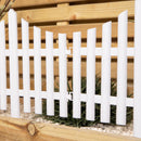 33cm Set of 4 White Plastic Picket Fence Garden Edging with Wood Effect