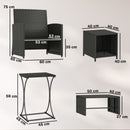 Outsunny 6 Piece Rattan Garden Furniture Set with Nesting Tables, Black