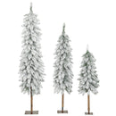 HOMCOM Set of 3 Flocked Christmas Tree, Pencil Downswept Xmas Tree