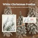 HOMCOM Set of 3 Flocked Christmas Tree, Pencil Downswept Xmas Tree