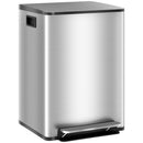 HOMCOM Double Kitchen Bin, Pedal Bin with Soft-Close Lid, Silver Tone