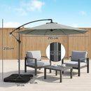 Outsunny 3(m) Banana Parasol Cantilever Umbrella Garden W/ Base Weights