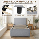 HOMCOM 90 x 190 cm Upholstered Single Bed, Pull Out Trundle Bed, Light Grey