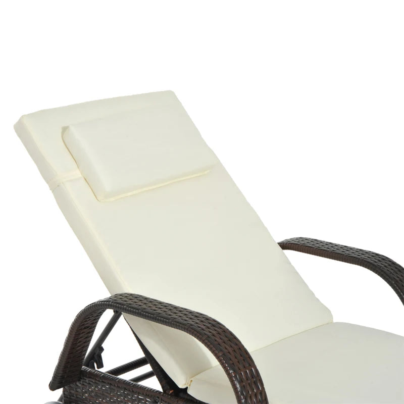 Outsunny  Rattan Sun Lounger - Brown