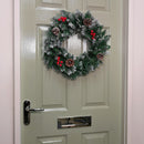 45cm Snow Tipped Christmas Wreath with Pine Cones and Red Berries