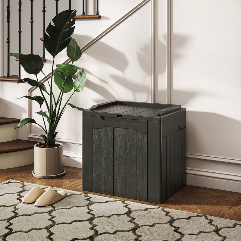 HOMCOM 107 L Plastic Storage Chest with Lock Hole and Handles
