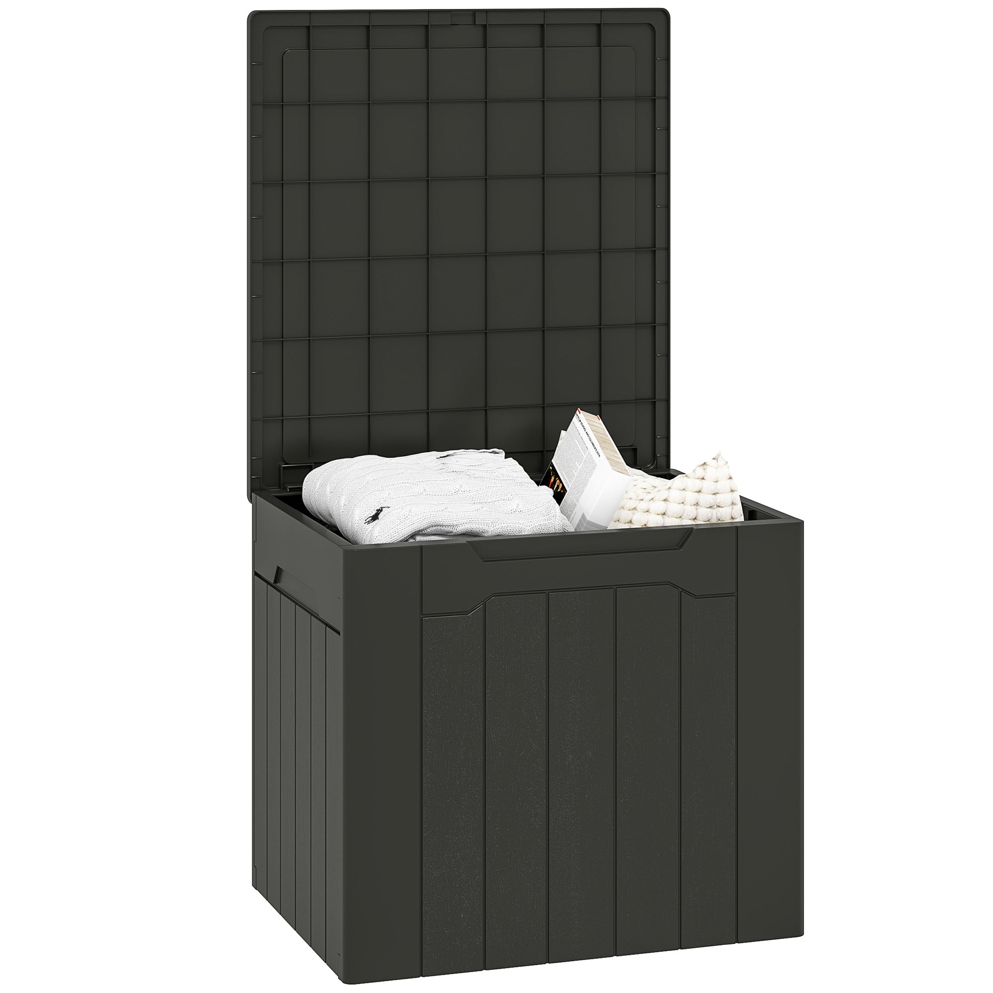HOMCOM 107 L Plastic Storage Chest with Lock Hole and Handles