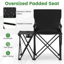 Set of 2 Oversized Camping Chair with Side Table and Storage Pockets-Black
