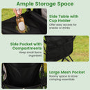 Set of 2 Oversized Camping Chair with Side Table and Storage Pockets-Black