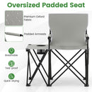 Set of 2 Oversized Camping Chair with Side Table and Storage Pockets-Grey