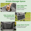 Set of 2 Oversized Camping Chair with Side Table and Storage Pockets-Grey