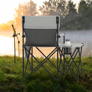 Set of 2 Oversized Camping Chair with Side Table and Storage Pockets-Grey