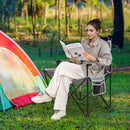 Set of 2 Oversized Camping Chair with Side Table and Storage Pockets-Grey