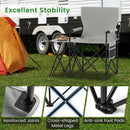 Set of 2 Oversized Camping Chair with Side Table and Storage Pockets-Grey