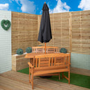 Outdoor 4 Person Folding Rectangular Wooden Garden Dining Table Benches Black Parasol and Base Set