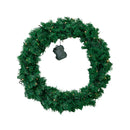 60cm Pre Lit Plain Green Christmas Wreath with Warm White LEDs and 160 Tips