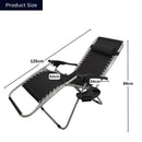 Set of 2 Multi Position Zero Gravity Relaxer Chair Sun Lounger in Black & Silver