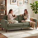 HOMCOM 3 Seater Sofa with Button Tufting Wood Legs, Green