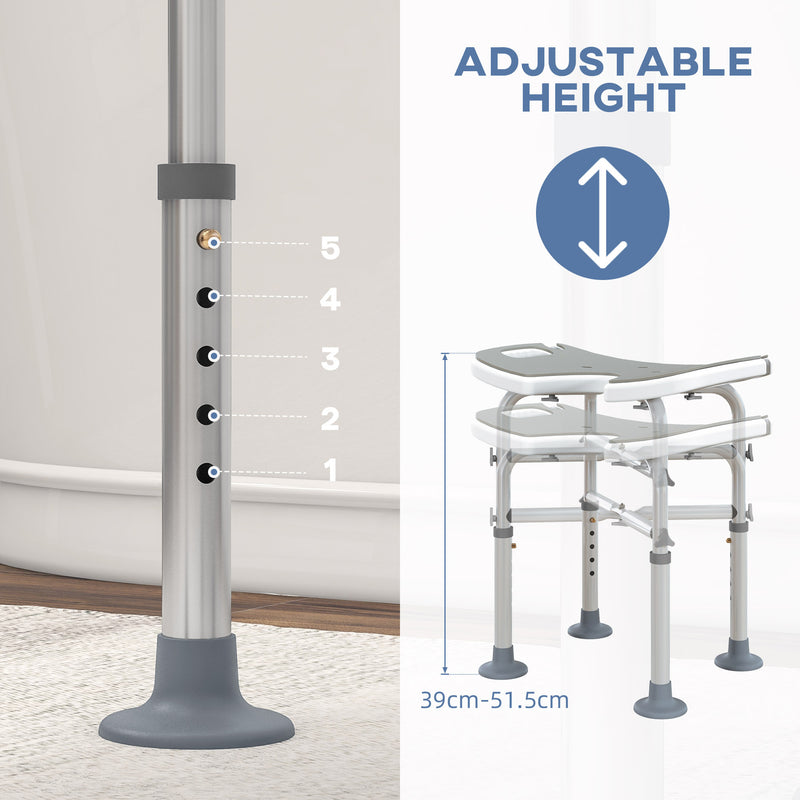 HOMCOM Aluminium Shower Stool For Elderly Disabled Non-Slip Bath Stool Blue